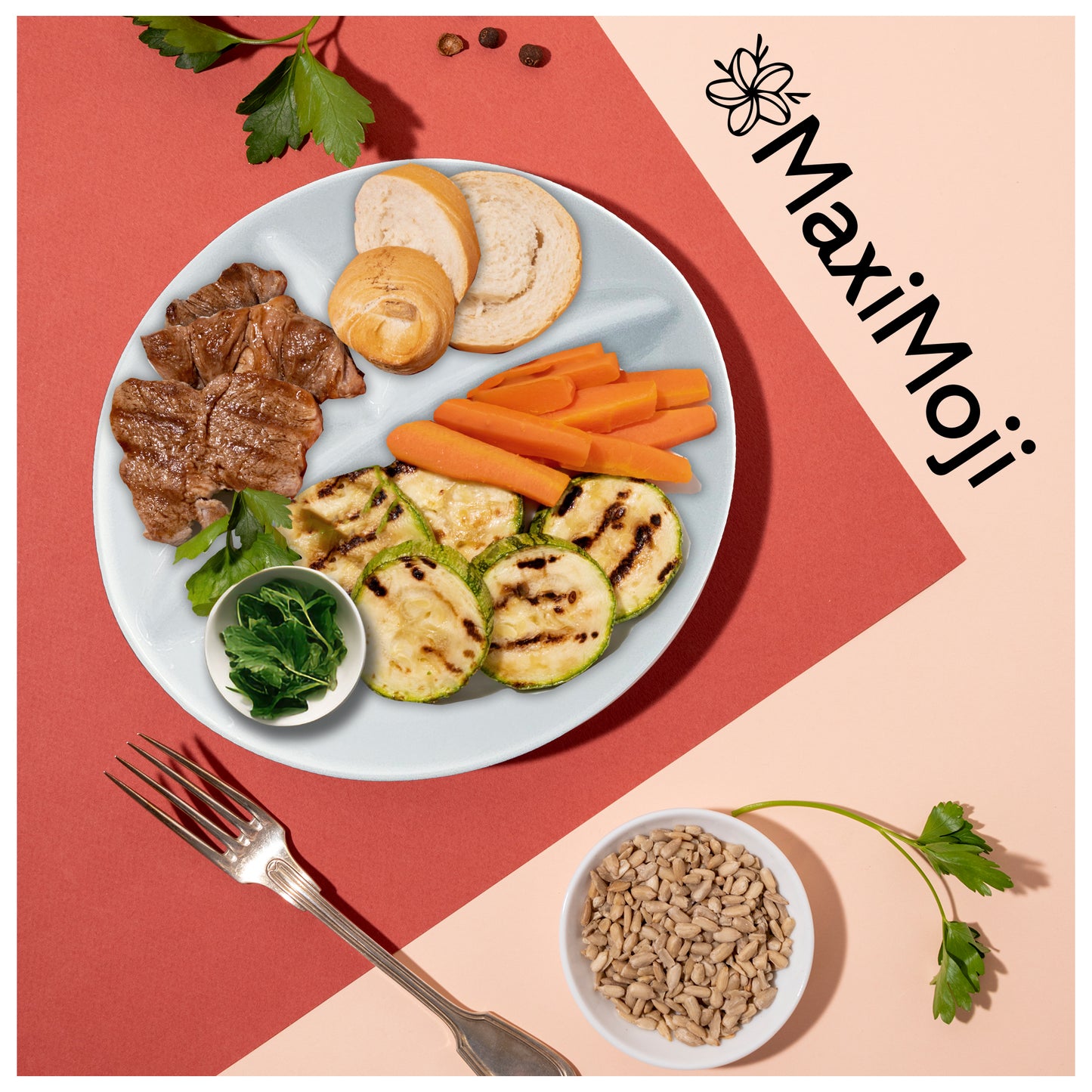 MaxiMoji Portion Control and divided plate for Adults, Ideal for Bariatric and Diabetic Diets