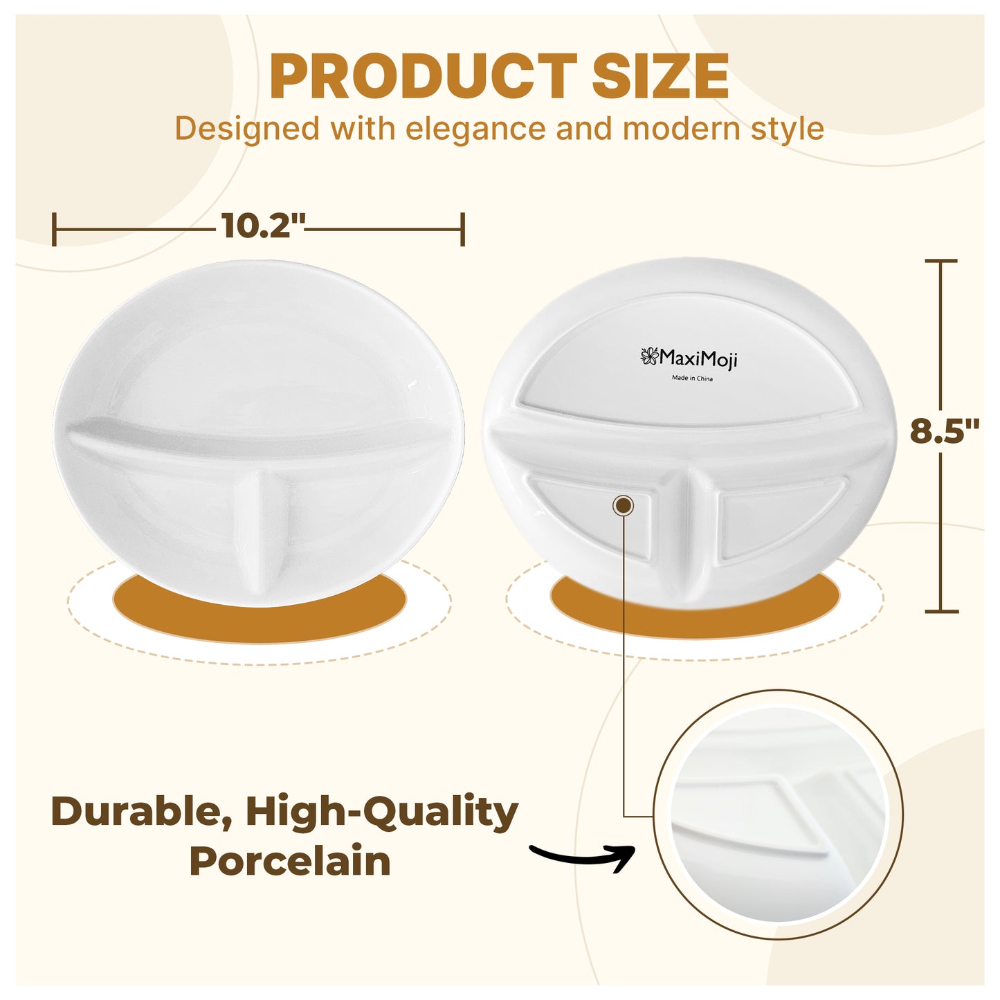 MaxiMoji Portion Control and divided plate for Adults, Ideal for Bariatric and Diabetic Diets